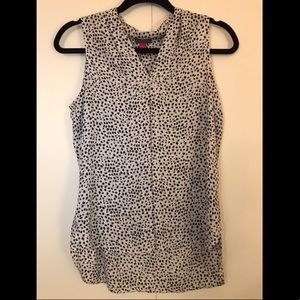 White, Black, Grey Sleeveless V-Neck Top